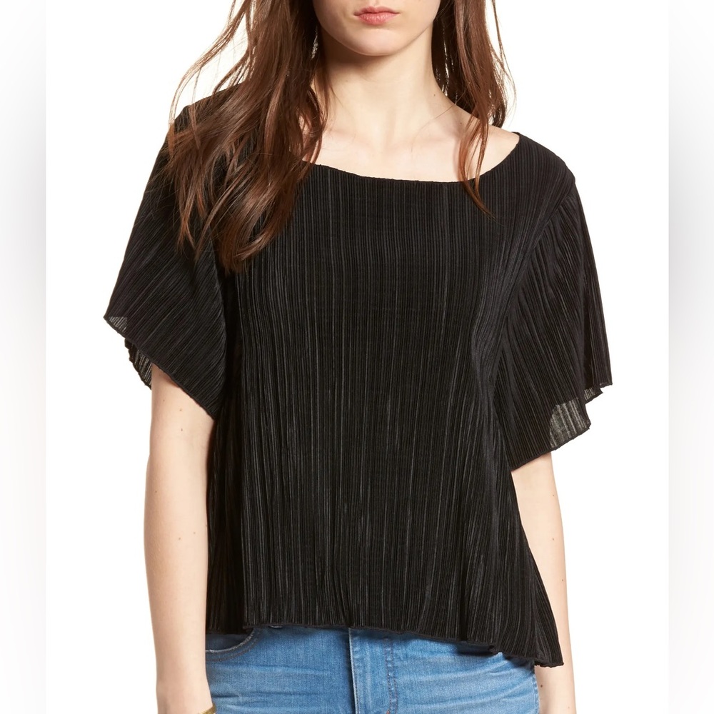 Madewell Texture & Thread Micropleat Top - Black